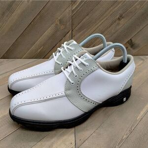 Footjoy GreenJoys Womens Golf‎ Shoes Size 9 M White Grey Leather Golf Spikes